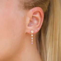 blomst lilla øredobber i forgylt sølv