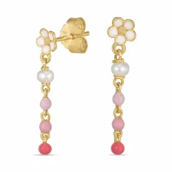 blomst rosa øredobber i forgylt sølv