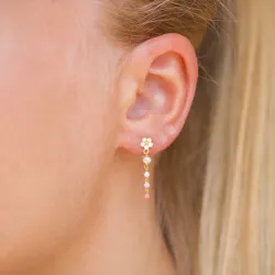 blomst rosa øredobber i forgylt sølv