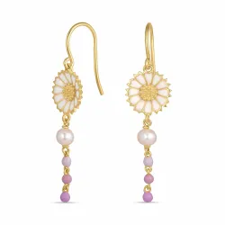 margeritt lilla øredobber i forgylt sølv