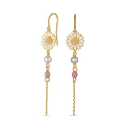 margeritt rosa kjedeøreringer i forgylt sølv