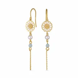 margeritt blå kjedeøreringer i forgylt sølv