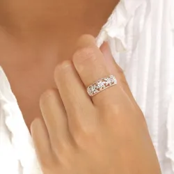 blomst ring i sølv