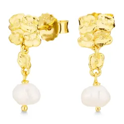 perle øredobber i forgylt sølv - Lumé Etched