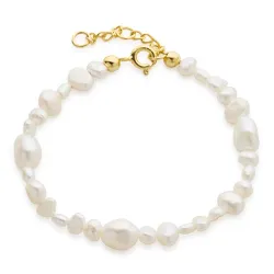 perle armbånd i forgylt sølv