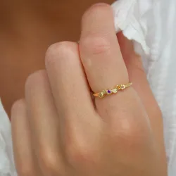 multifarget zirkon ring i forgylt sølv - Bubbly Twist