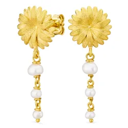 blomst perle kjedeøreringer i forgylt messing - Eliné