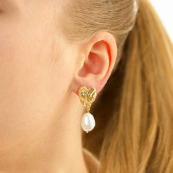 perle øredobber i forgylt messing - Eliné