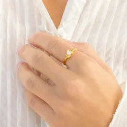 perle ring i forgylt messing - Eliné