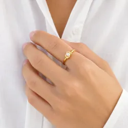 perle ring i forgylt messing - Eliné
