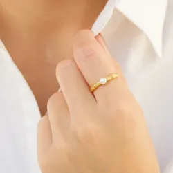 perle ring i forgylt messing - Eliné