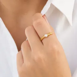 perle ring i forgylt messing - Eliné