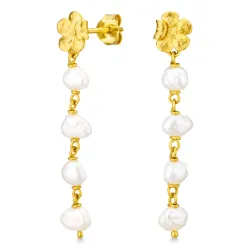 blomst perle kjedeøreringer i forgylt messing - Eliné