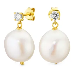 blomst perle kjedeøreringer i forgylt messing - Eliné