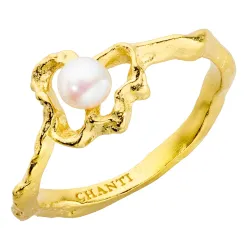 perle ring i forgylt messing - Eliné