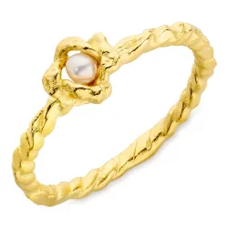 perle ring i forgylt messing - Eliné