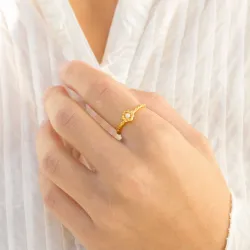 perle ring i forgylt messing - Eliné