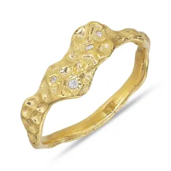 zirkon ring i forgylt messing - Lumé Etched