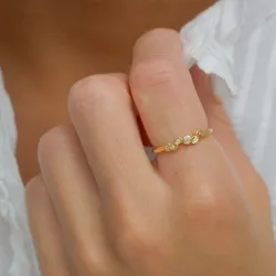 hvit zirkon ring i forgylt messing - Eliné