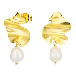 perle øredobber i forgylt messing - Eliné