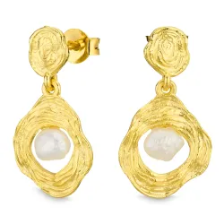 perle øredobber i forgylt messing - Eliné