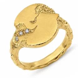 zirkon ring i forgylt messing - Lumé Etched
