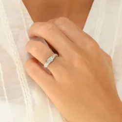 zirkon ring i forsølvet messing - Lumé Etched