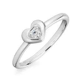 hjerte zirkon ring i sølv
