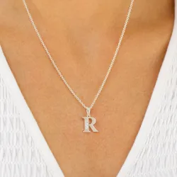 bokstav r zirkon anheng i sølv - My Letter