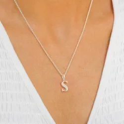 bokstav s zirkon anheng i sølv - My Letter