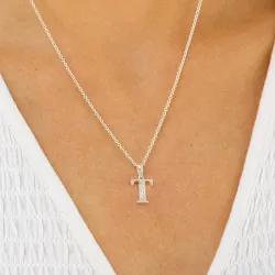 bokstav t zirkon anheng i sølv - My Letter