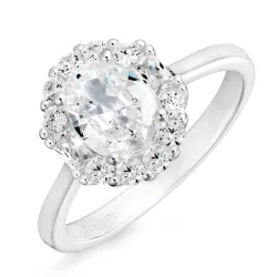 oval zirkon ring i sølv