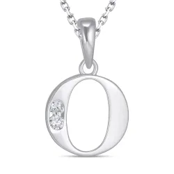 bokstav o zirkon halskjede i sølv med anheng i sølv - My Letter