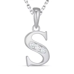 bokstav s zirkon halskjede i sølv med anheng i sølv - My Letter
