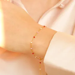 Enamel Lola Rosie armbånd i forgylt sølv farget emalje