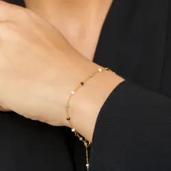 Enamel Lola Salt’n’Pepper armbånd i forgylt sølv multifarget emalje