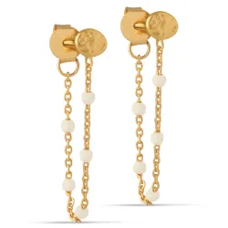 Enamel Lola Daisy Lola Daisy kjedeøreringer i forgylt sølv hvit emalje