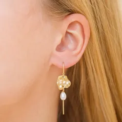 Enamel Kai Pearl perle kjedeøreringer i forgylt sølv