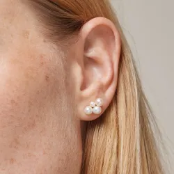 Enamel Mae perle øredobber i forgylt sølv