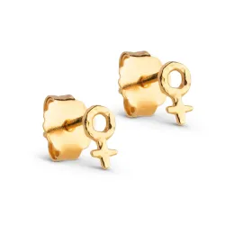 Enamel Feminine Power ørestikker i forgylt sølv