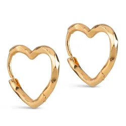 Enamel Organic Heart Small øredobber i forgylt sølv