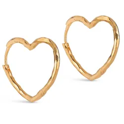 Enamel Organic Heart Medium øredobber i forgylt sølv