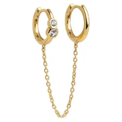 Enamel Nova Chain One Piece kjedeøreringer i forgylt sølv hvit zirkon