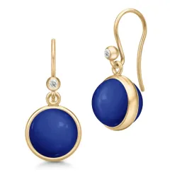 Julie Sandlau Prime blå lapis krystall øredobber i forgylt sølv mørkeblå krystall hvit krystall