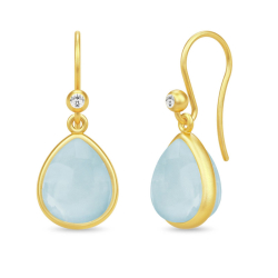 Julie Sandlau Paloma øredobber i forgylt sølv blå krystall hvit zirkon