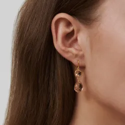 Julie Sandlau Olivia rosa krystall øredobber i forgylt sølv