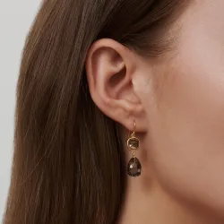 Julie Sandlau Olivia svart krystall øredobber i forgylt sølv