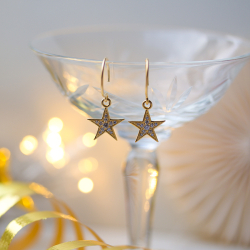 Julie Sandlau Stella stjerne øredobber i forgylt sølv hvit zirkon