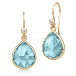 Julie Sandlau Lea øredobber i forgylt sølv blå krystall hvit zirkon