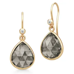 Julie Sandlau Lea øredobber i forgylt sølv brun krystall hvit zirkon